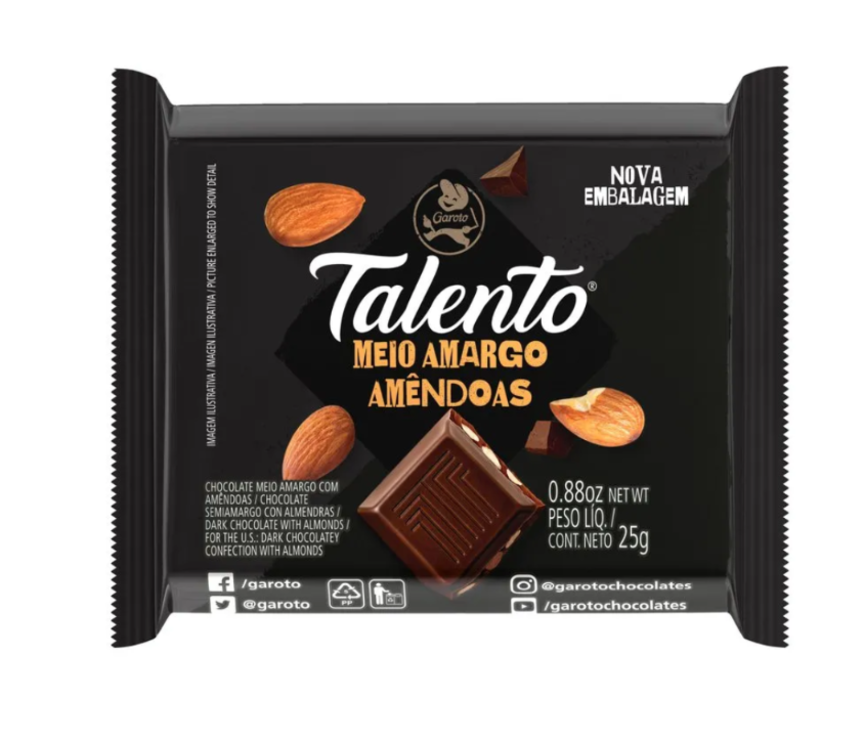 Talento meio amargo amenduas 25g