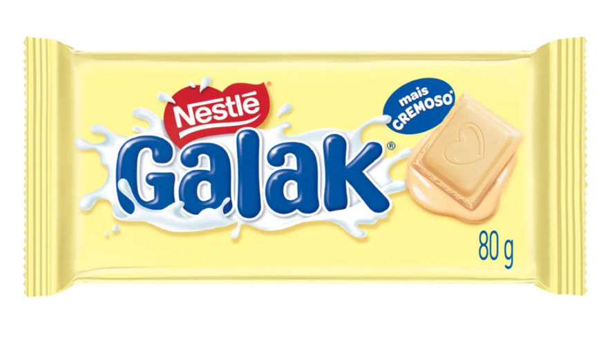 Barra de chocolate branco galak 80g