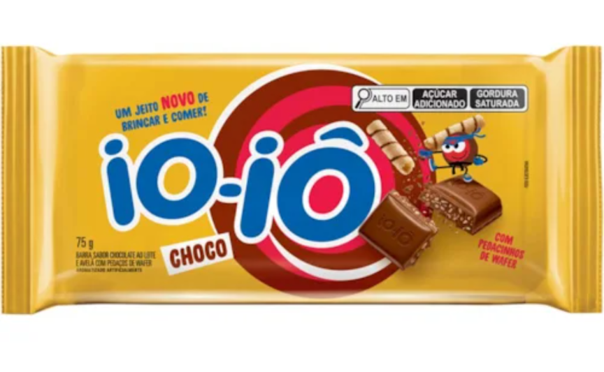 Barra Io Iô sabor chocolate c/pedacinhos de wafer 75g
