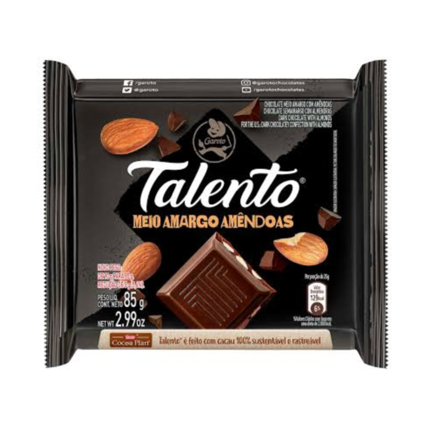 Talento meio amargo c/amendoas 75g