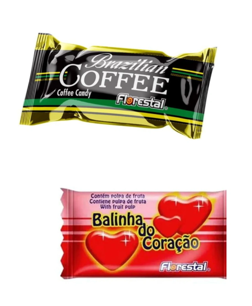 BALA DE CORAÇÃO E CAFÉ