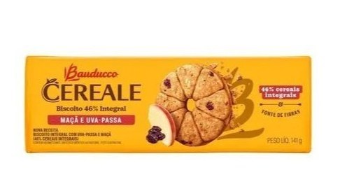 Bisc. Bauducco cereale 46% integral maça e uva passa 141g