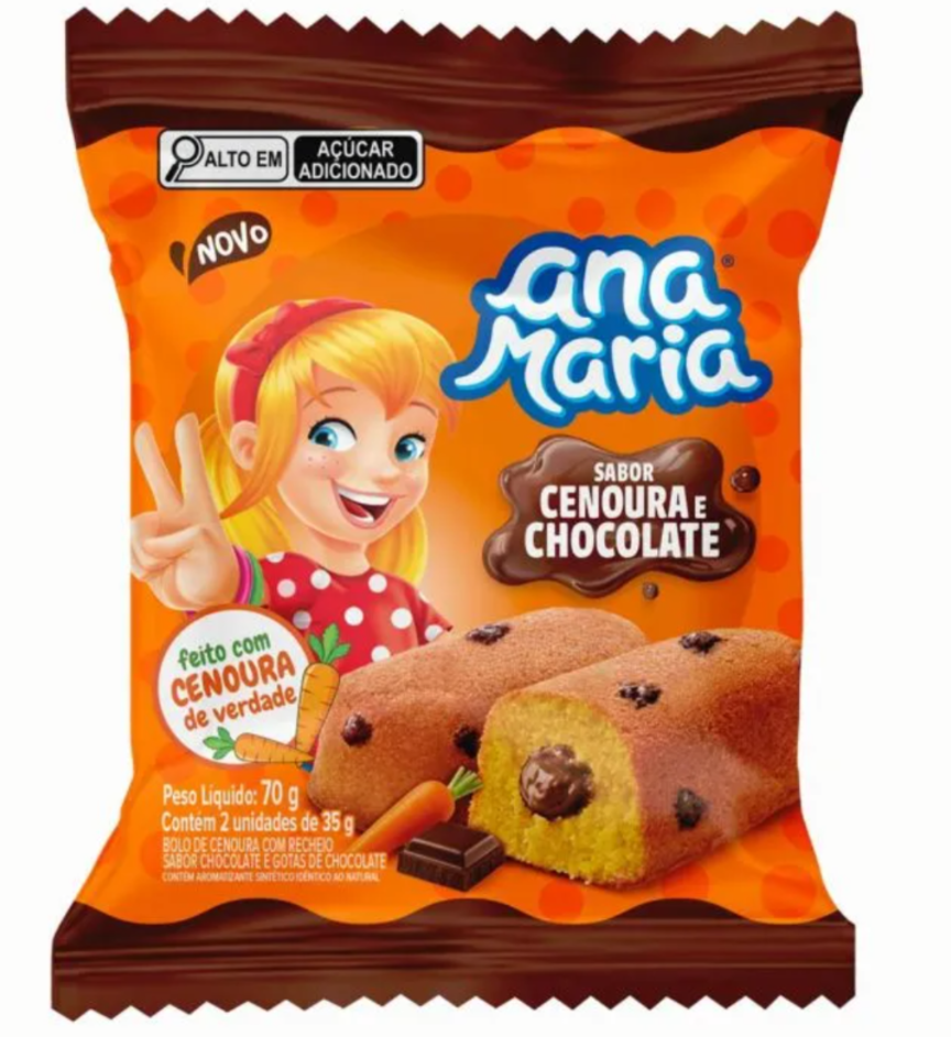 Bolinho Ana maria sabor cenoura e chocolate 70g