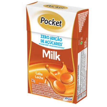 Bala pocket zero adição de açucares milk