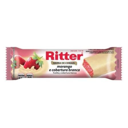 Barrinha de cereal ritter morango e cobertura branca 20g