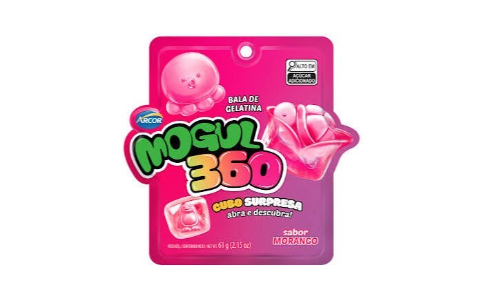 Bala Gelatina mogul cubo surpresa sabor morango 26g